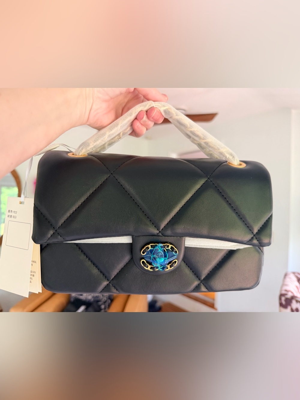 FULL SET BRAND NEW in Box Black Lambskin Chanel 19 Flap Bag w Gold Hardware